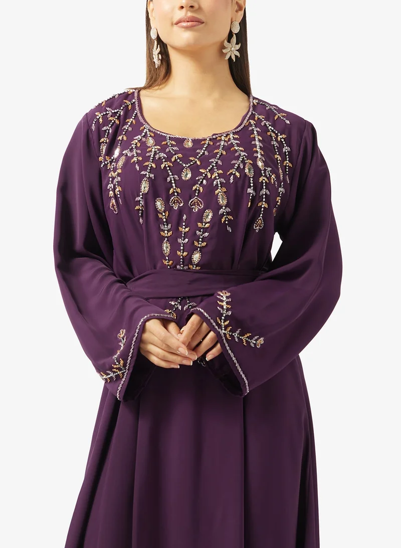 hayas closet  Embellished Belted Jalabiya for Women | Best Price UAE
